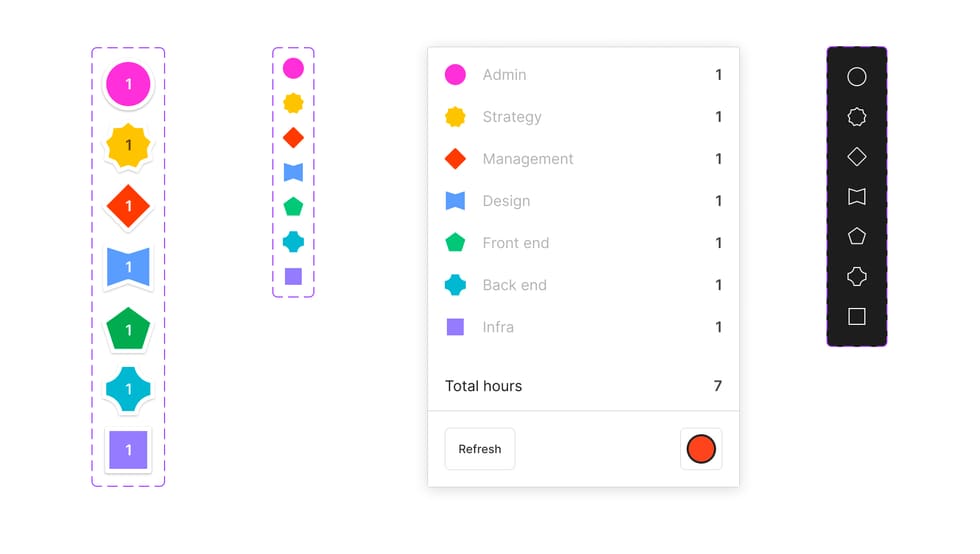 A screenshot of a suite of different, whacky-shaped stickers.
